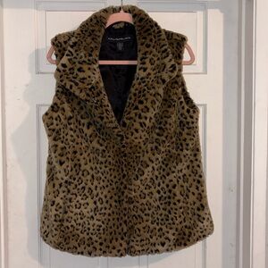 Kristen Blake Animal Print Faux Fur Vest